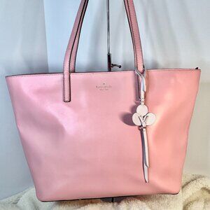 Kate Spade Pink Leather Tote Bag Large Shoulder Purse Feminine Designer Handbag